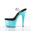 Pleaser - ADORE708 Sandale à bride à la cheville, Pole dance chaussures - Chaussures de pole dance - Noir/Bleu Product image